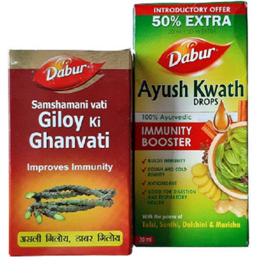 DABUR AYUSH KWATH DROPS & GILOY GHANVATI COMBO