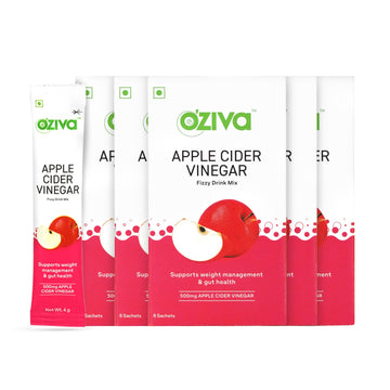 OZIVA ACV FIZZY DRINK (WITH 100% APPLE CIDER VINEGAR) FOR BETTER WEIGHT MANAGEMENT, 30 SACHETS (PACK OF 5)