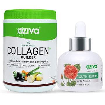 OZIVA PLANT BASED COLLAGEN BUILDER (COLLAGEN BUILDER + YOUTH ELIXR FACE SERUM, COMBO PACK)