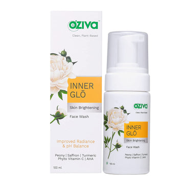 OZIVA INNER GLŌ SKIN BRIGHTENING FACE WASH (WITH PHYTO VITAMIN C, GLYCOLIC ACID AHA, SANDALWOOD & YUZU) FOR DARK SPOT CORRECTION & RADIANCE