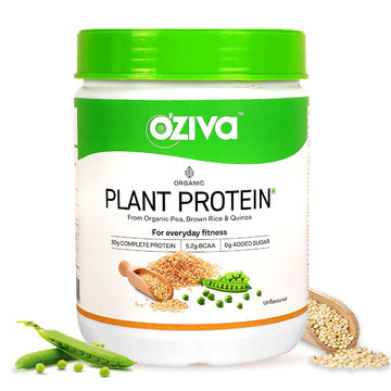 OZIVA ORGANIC PLANT PROTEIN (30G VEGAN PROTEIN - PEA PROTEIN A, BROWN RICE PROTEIN & QUINOA, SOY FREE) FOR EVERYDAY FITNESS, BOOSTS IMMUNITY, UNFLAVORED, 500MG