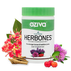 OZIVA HERBONES FOR WOMEN (WITH PLANT BASED CALCIUM, VEGAN VITAMIN D3, K2 MK-7) FOR STRONGER BONES, HEALTHIER JOINTS & BETTER ABSORPTION, 60 VEG CAPSULES