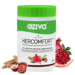 OZIVA PLANT BASED HERCOMFORT (WITH ASHWAGANDHA, FLAX SEEDS & ASHOKA STEM EXTRACTS) FOR RELIEF FROM ABNORMAL VAGINAL WHITE DISCHARGE, 60 CAPSULES