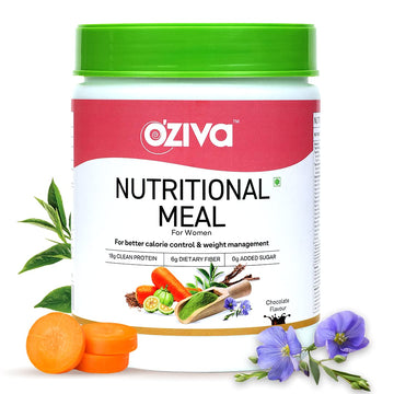 OZIVA NUTRITIONAL MEAL WOMEN (HIGH IN PROTEIN WITH AYURVEDIC HERBS LIKE SHATAVARI, BRAHMI,GINSENG, FLAX SEEDS) FOR WEIGHT MANAGEMENT, MEAL REPLACEMENT SHAKE, CHOCOLATE,500G