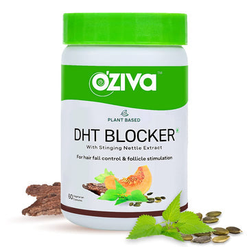 OZIVA PLANT BASED DHT BLOCKER (WITH STINGING NETTLE, BETA SITOSTEROL, PUMPKIN SEED, PINE BARK) FOR HAIRFALL CONTROL & FOLLICLE STIMULATION, 60 CAPSULES