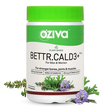 OZIVA BETTR.CALD3+ (WITH PLANT-BASED CALCIUM AND VITAMIN D3 AND VITAMIN K2) FOR STRONGER BONES, JOINTS & MUSCLES, BETTER ABSORPTION THAN SYNTHETIC, BETTR. CALD3 +