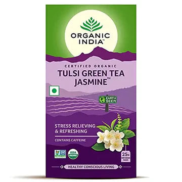 ORGANIC INDIA TULSI GREEN TEA BAGS - JASMINE 25 TEA BAGS