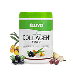 OZIVA PLANT BASED COLLAGEN BUILDER POWDER (WITH VITAMIN C & BIOTIN) SUPPORTS GLOWING SKIN, STRONGER HAIR, NAILS & JOINTS | COLLAGEN SUPPLEMENTS FOR WOMEN & MEN, BERRY ORANGE, 250GM