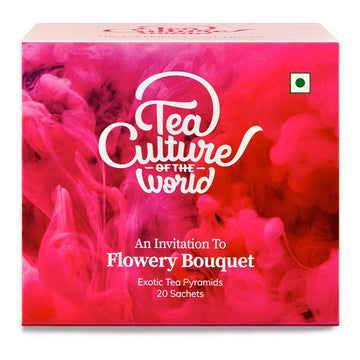 TEA CULTURE OF THE WORLD FLOWERY BOUQUET TEA | HIBISCUS TEA BAGS | PREMIUM FIRST QUALITY GREEN TEABAGS | HIBISCUS FLOWER TEA | HIMALAYAN GREEN TEA LEAVES | ROSE TEABAGS , 16 COUNT