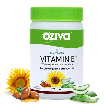 OZIVA PLANT BASED NATURAL VITAMIN E, WITH SUNFLOWER OIL, ALOE VERA OIL & ARGAN OIL, FOR GLOWING SKIN & STRONG HAIR (VITAMIN E)