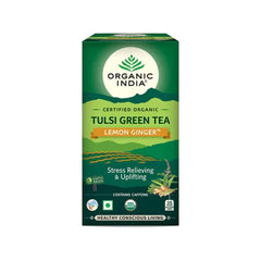 ORGANIC INDIA TULSI GREEN TEA LEMON GINGER- 25TB & TULSI GREEN TEA CLASSIC- 100G