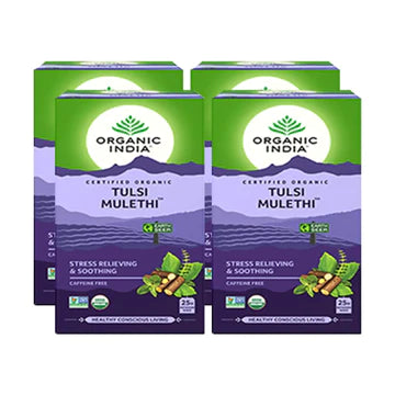 ORGANIC INDIA TULSI MULETHI 25 TEA BAGS- (PACK OF 4)