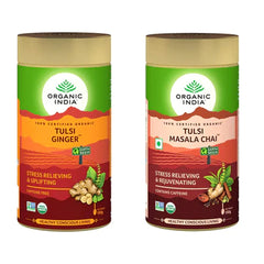 ORGANIC INDIA TULSI GINGER 100 GM TIN & TULSI MASALA TEA 100 GM TIN