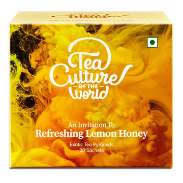 TEA CULTURE OF THE WORLD REFRESHING LEMON HONEY TEA | FRUIT TEABAGS | PREMIUM FIRST QUALITY GREEN TEABAGS | HIMALAYAN GREEN TEA LEAVES YELLOW COLOR | HONEY LEMON TEABAGS , 20 COUNT