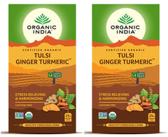 ORGANIC INDIA TULSI GINGER TURMERIC 25 TEA BAGS PACK OF 2