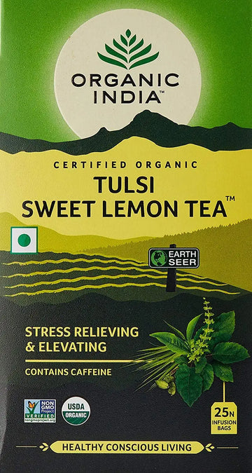 ORGANIC INDIA TULSI SWEET LEMON TEA - 25 TEA BAGS (PACK OF 2)